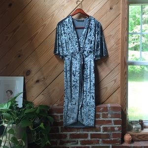 Zara crushed velvet wrap dress